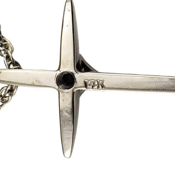 14 Karat White Gold and Diamond Cross Pendant Necklace #18836 - Picture 5 of 7